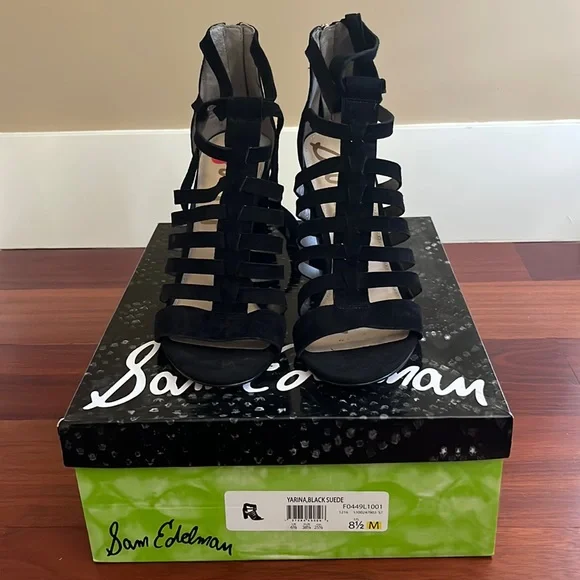 Sam Edelman Yarina Black Suede Heels - Picture 2 of 8